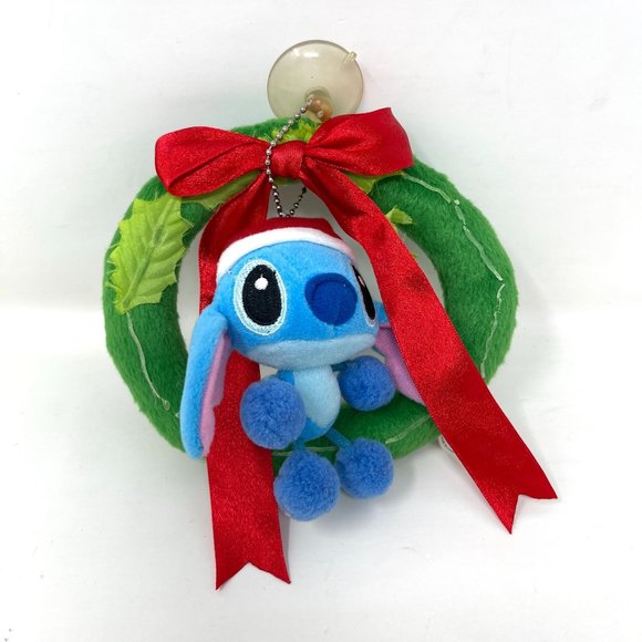 Disney Japan Lilo & Stitch Holiday Christmas Wreath Plush Window Suction Cup - Picture 1 of 6